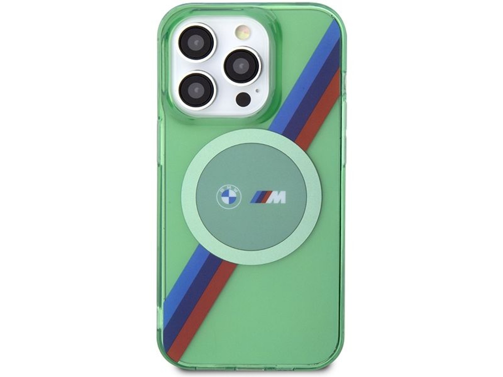 BMW M Tricolor Stripes MagSafe case for iPhone 15 Pro - green