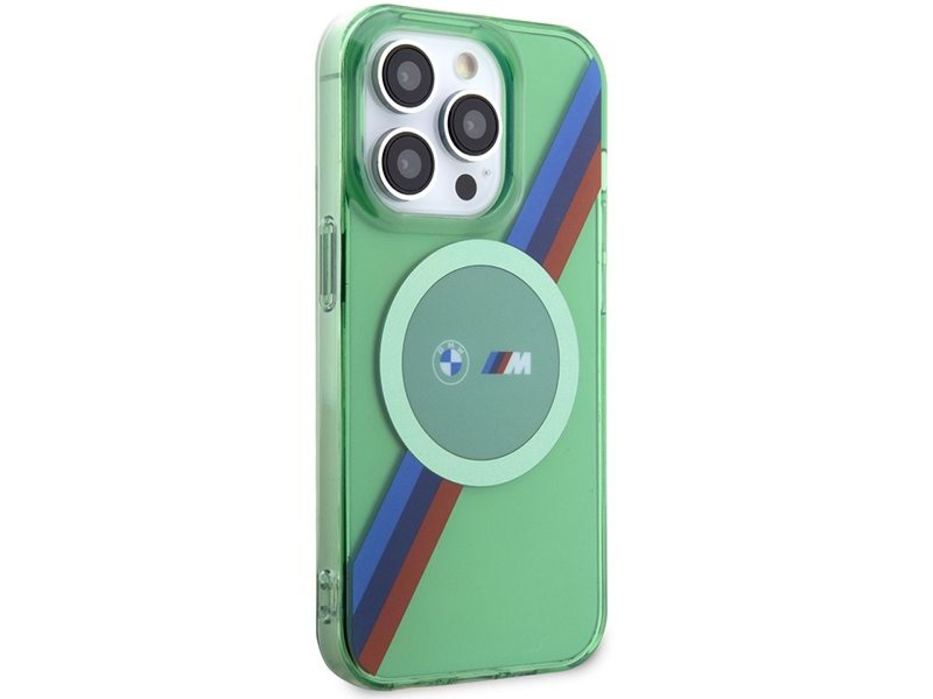BMW M Tricolor Stripes MagSafe case for iPhone 15 Pro - green