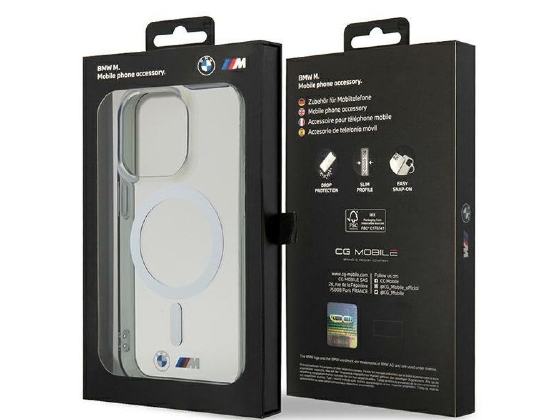 Capa MagSafe BMW Silver Ring para iPhone 15 Pro - transparente