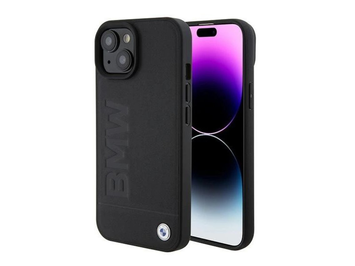 BMW BMHMP15SSLLBK iPhone 15 6.1" negro/negro MagSafe funda rígida con logotipo impreso