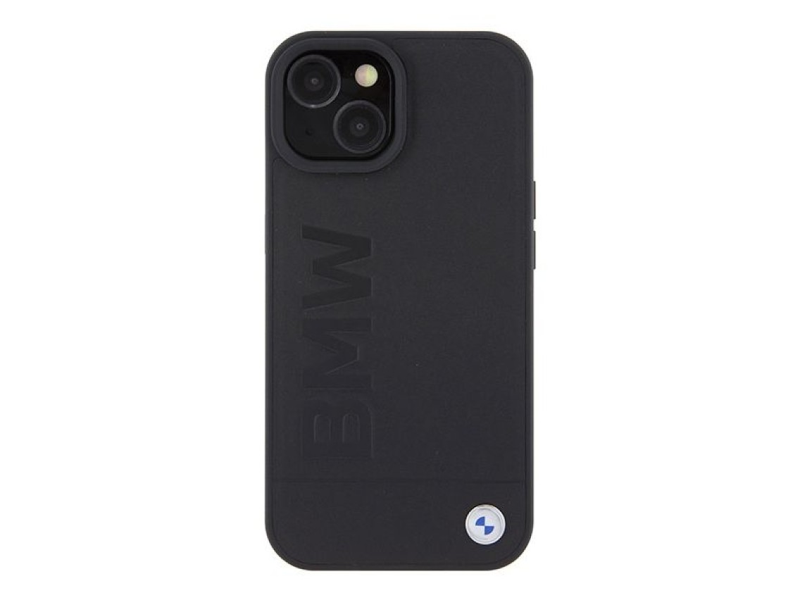 BMW BMHMP15SSLLBK iPhone 15 6.1" negro/negro MagSafe funda rígida con logotipo impreso