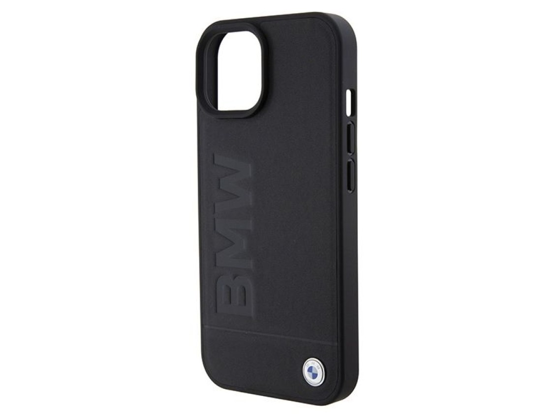 BMW BMHMP15SSLLBK iPhone 15 6.1" negro/negro MagSafe funda rígida con logotipo impreso