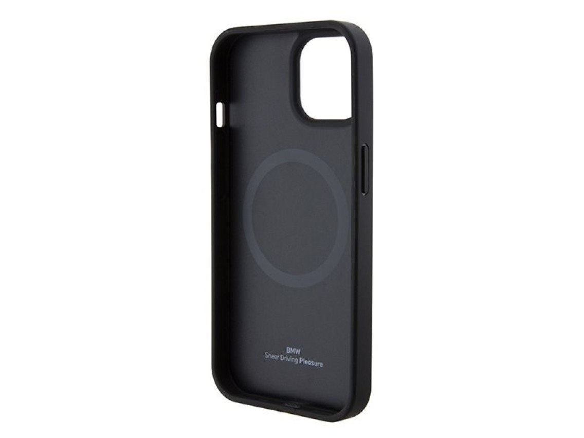 BMW BMHMP15SSLLBK iPhone 15 6.1" negro/negro MagSafe funda rígida con logotipo impreso