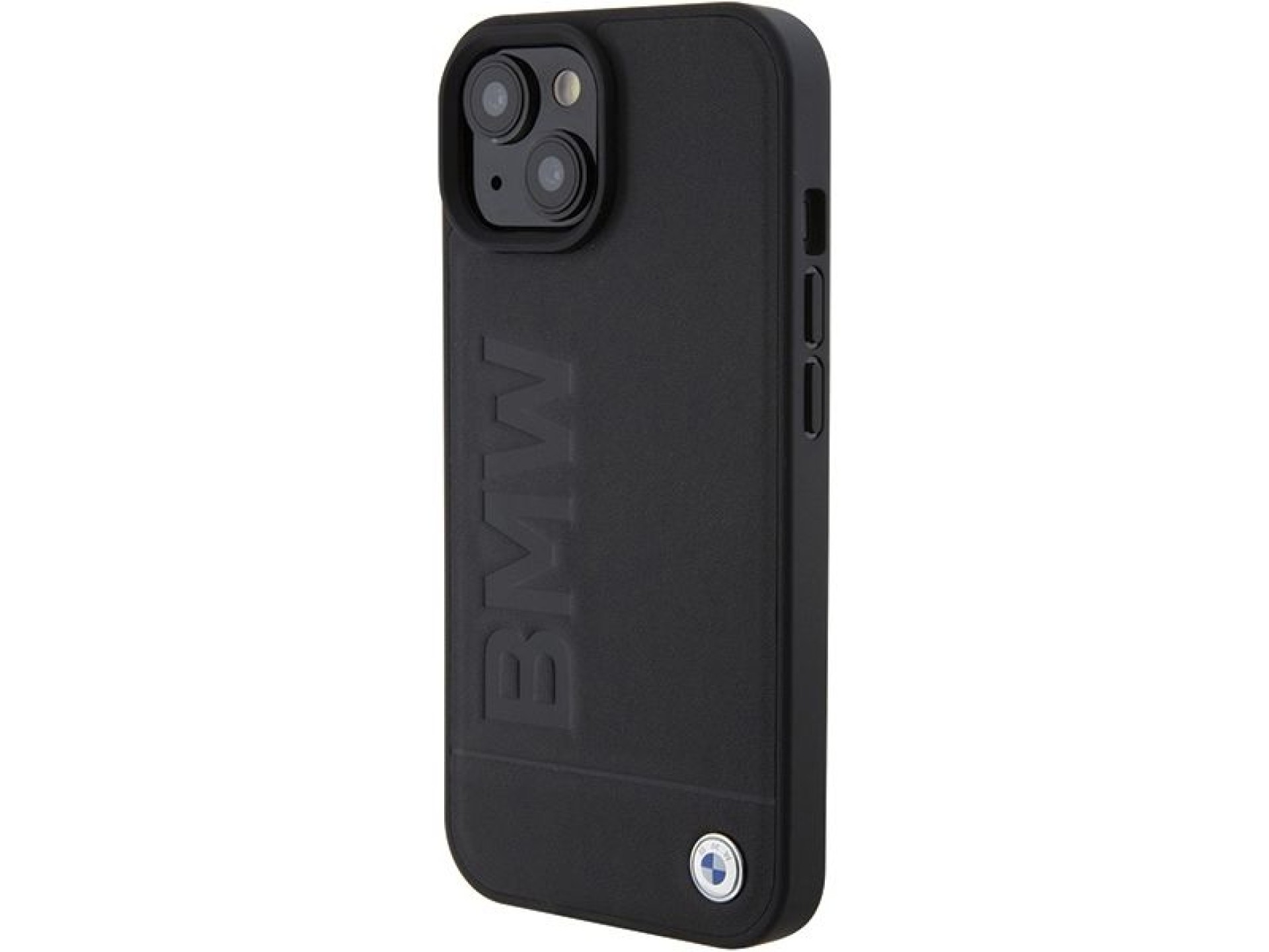 Funda BMW MagSafe de cuero con estampado en caliente para iPhone 15 Plus - negra