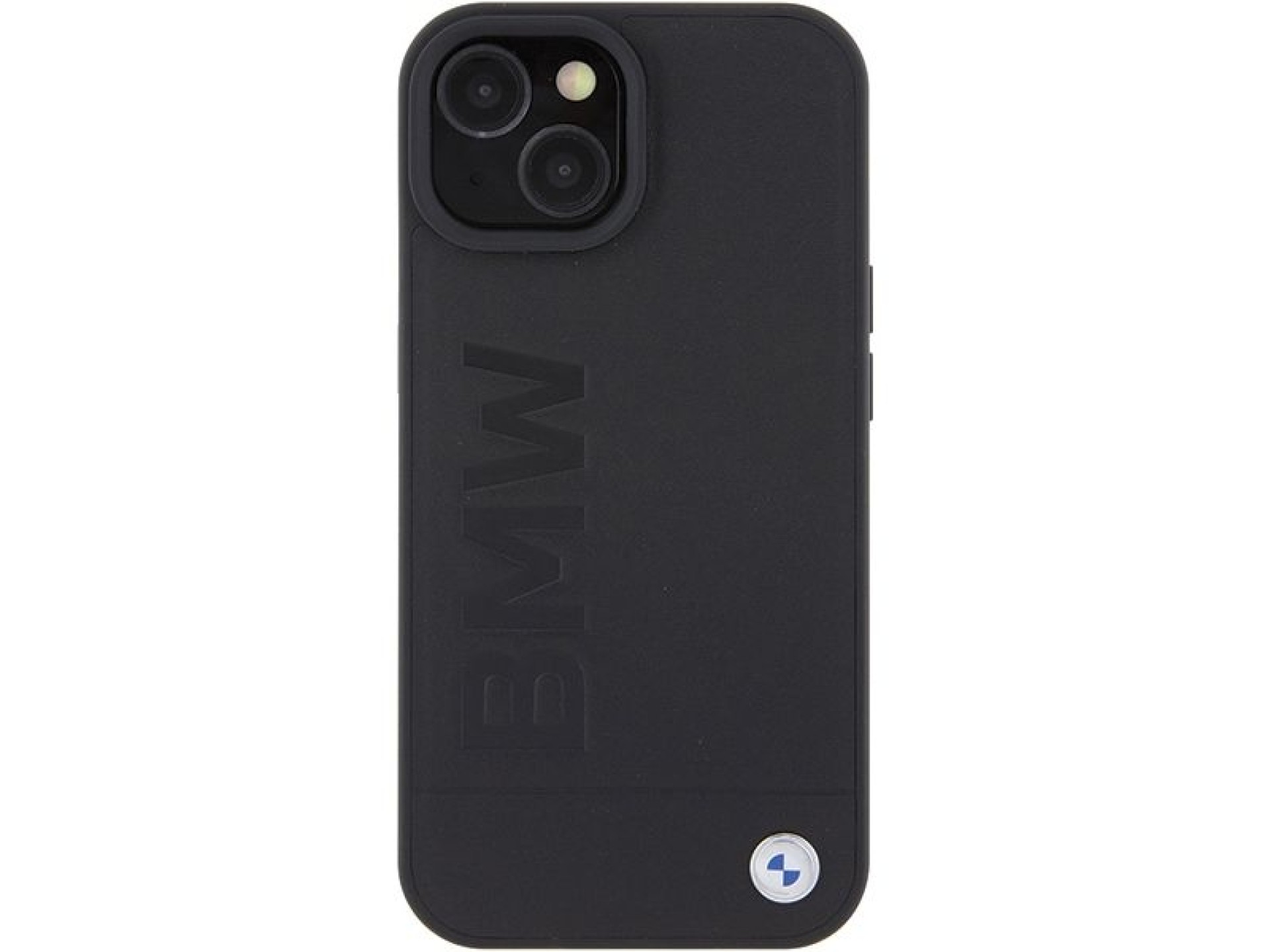 Funda BMW MagSafe de cuero con estampado en caliente para iPhone 15 Plus - negra