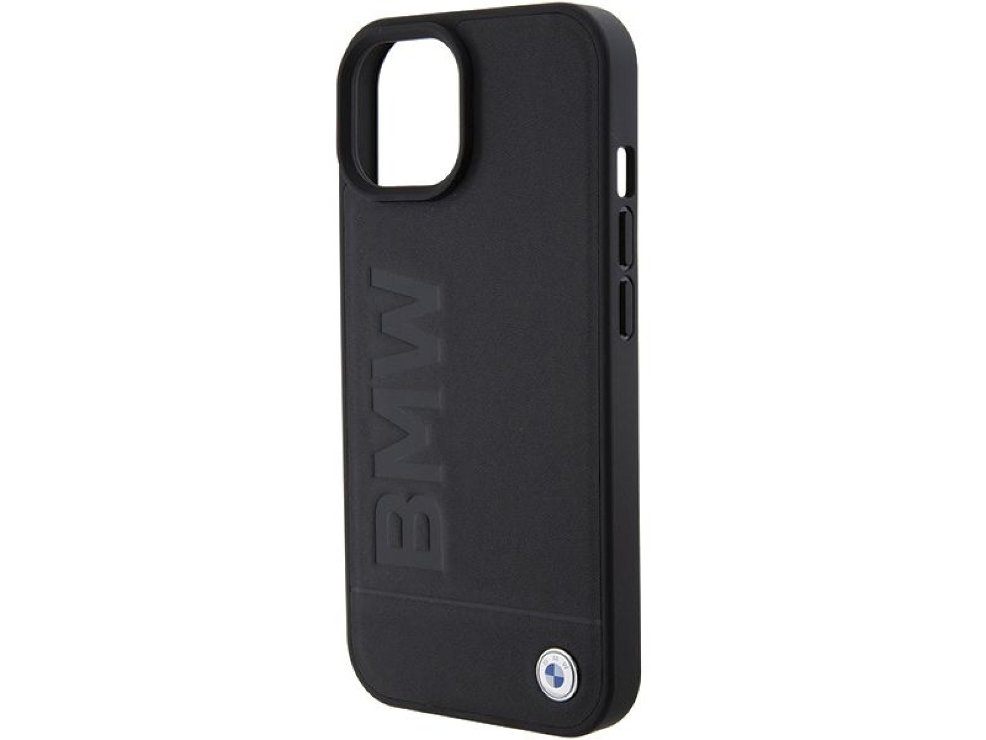 Funda BMW MagSafe de cuero con estampado en caliente para iPhone 15 Plus - negra