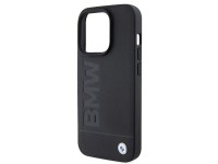 Capa BMW MagSafe em couro com grava��o a quente para iPhone 15 Pro - preta