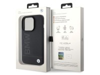 Capa BMW MagSafe em couro com grava��o a quente para iPhone 15 Pro - preta