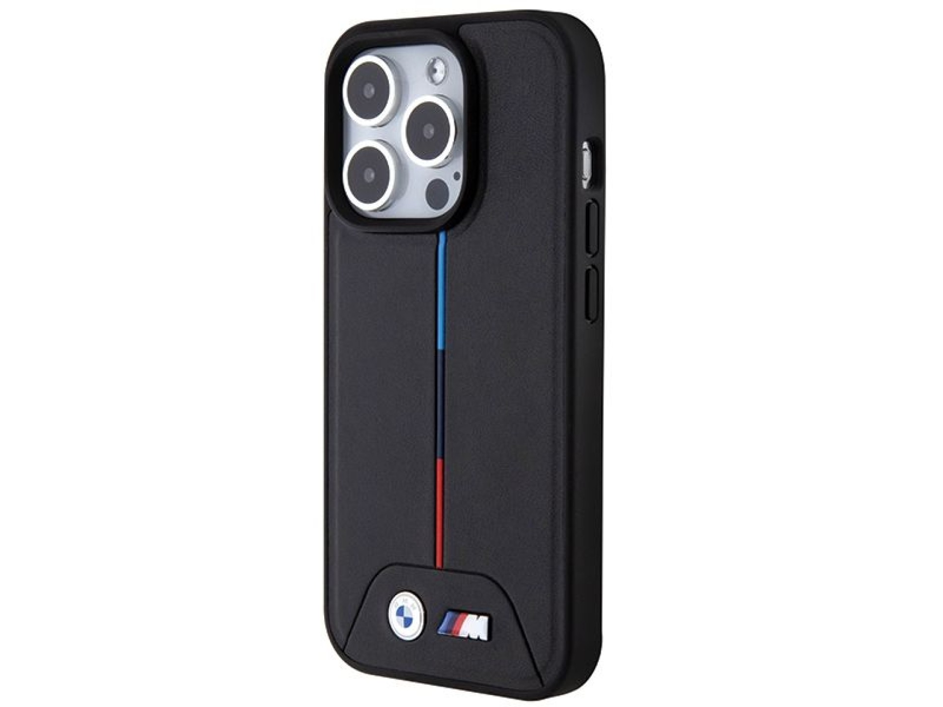 Capa MagSafe BMW Quilted Tricolor para iPhone 15 Pro - preta