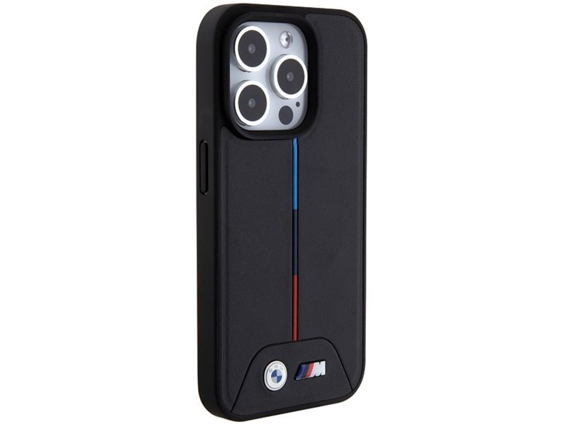 Capa MagSafe BMW Quilted Tricolor para iPhone 15 Pro - preta