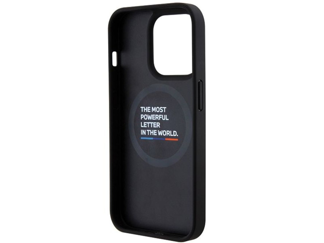 Capa MagSafe BMW Quilted Tricolor para iPhone 15 Pro - preta