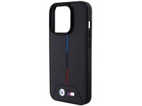 Capa MagSafe BMW Quilted Tricolor para iPhone 15 Pro - preta Capa MagSafe BMW Quilted Tricolor para iPhone 15 Pro - preta
