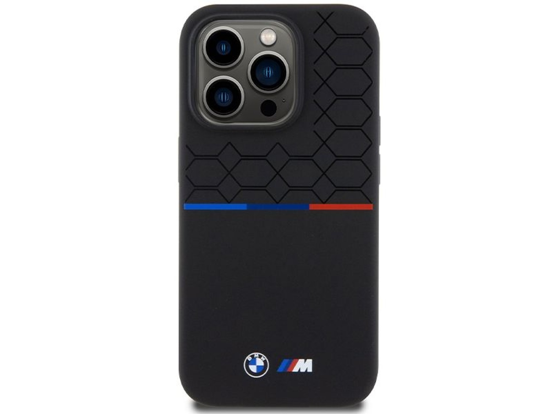 Funda de silicona con diseño BMW M MagSafe para iPhone 15 Pro - negra