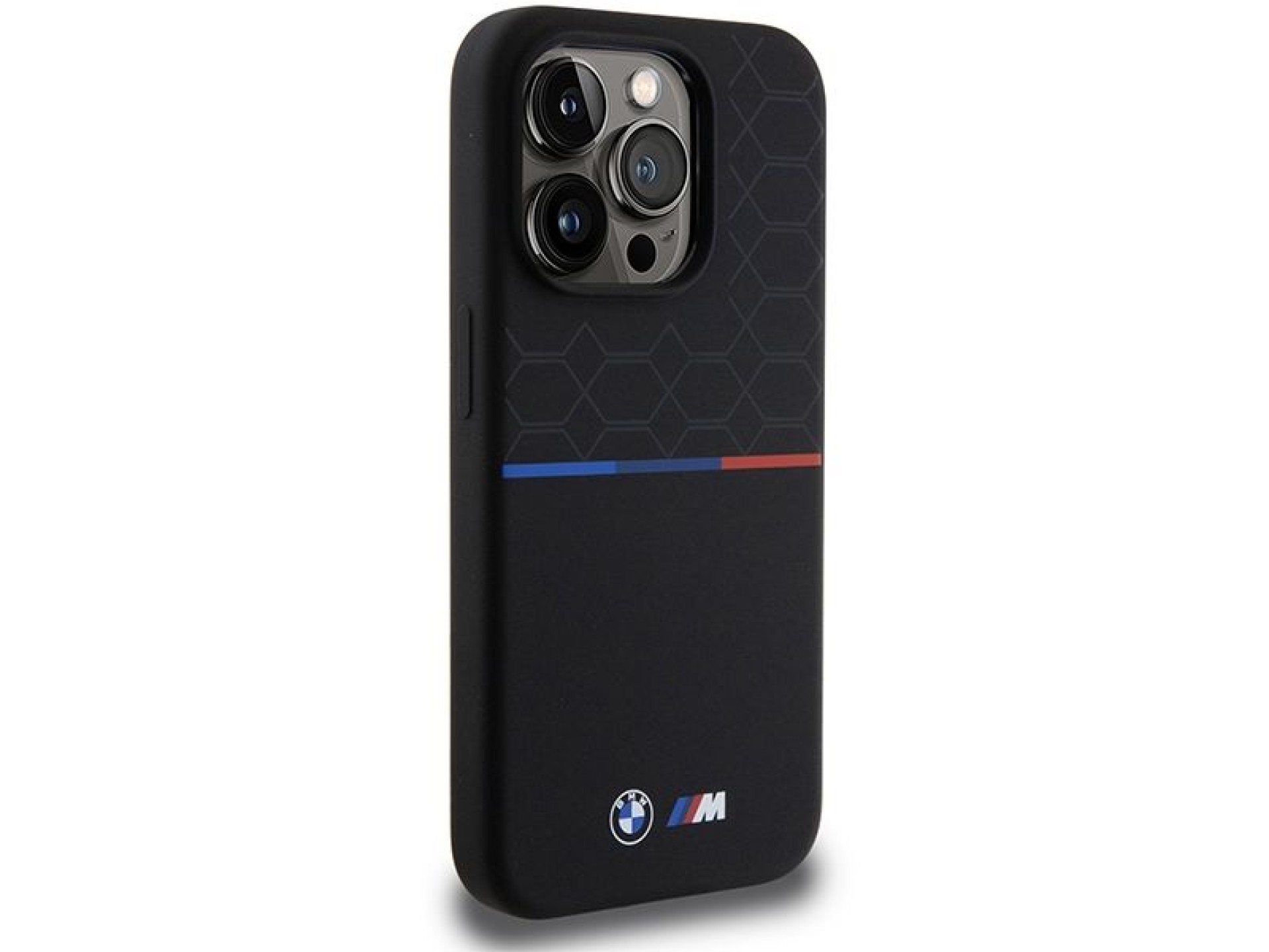 Funda de silicona con diseño BMW M MagSafe para iPhone 15 Pro - negra