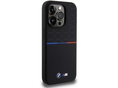 Funda de silicona con diseño BMW M MagSafe para iPhone 15 Pro - negra Funda de silicona con diseño BMW M MagSafe para iPhone 15 Pro - negra