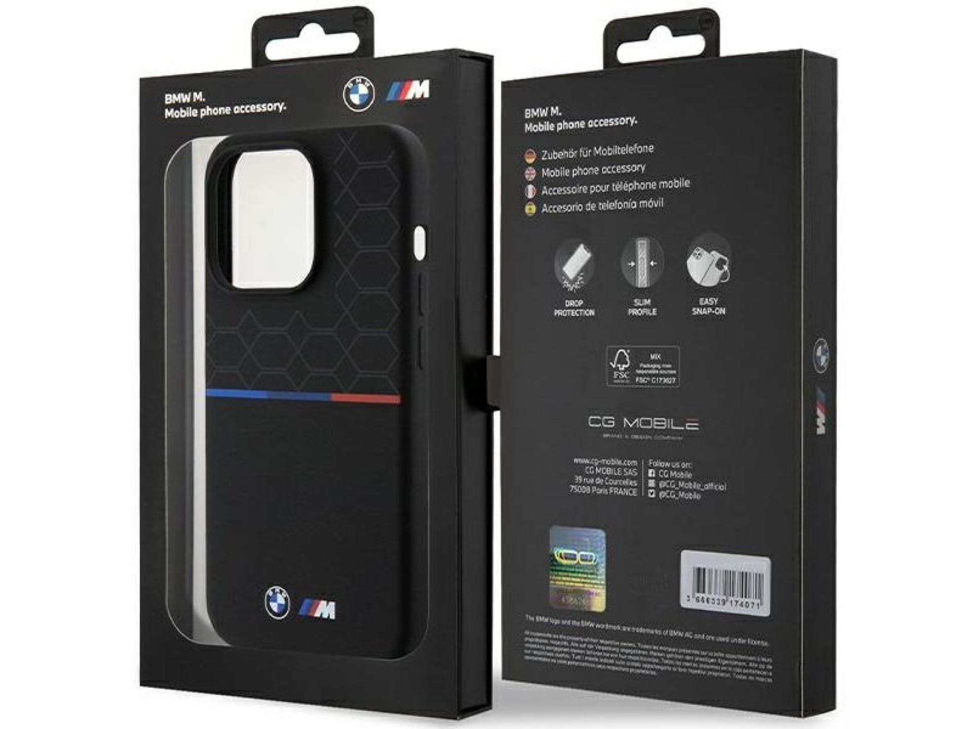 Funda de silicona con diseño BMW M MagSafe para iPhone 15 Pro - negra