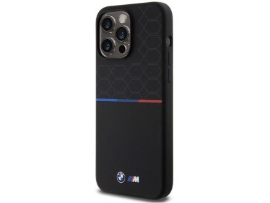 Funda de silicona con diseño BMW M MagSafe para iPhone 15 Pro Max - negra Funda de silicona con diseño BMW M MagSafe para iPhone 15 Pro Max - negra