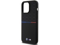 Capa MagSafe de silicone com padrão BMW M para iPhone 15 Pro Max - preta Capa MagSafe de silicone com padrão BMW M para iPhone 15 Pro Max - preta