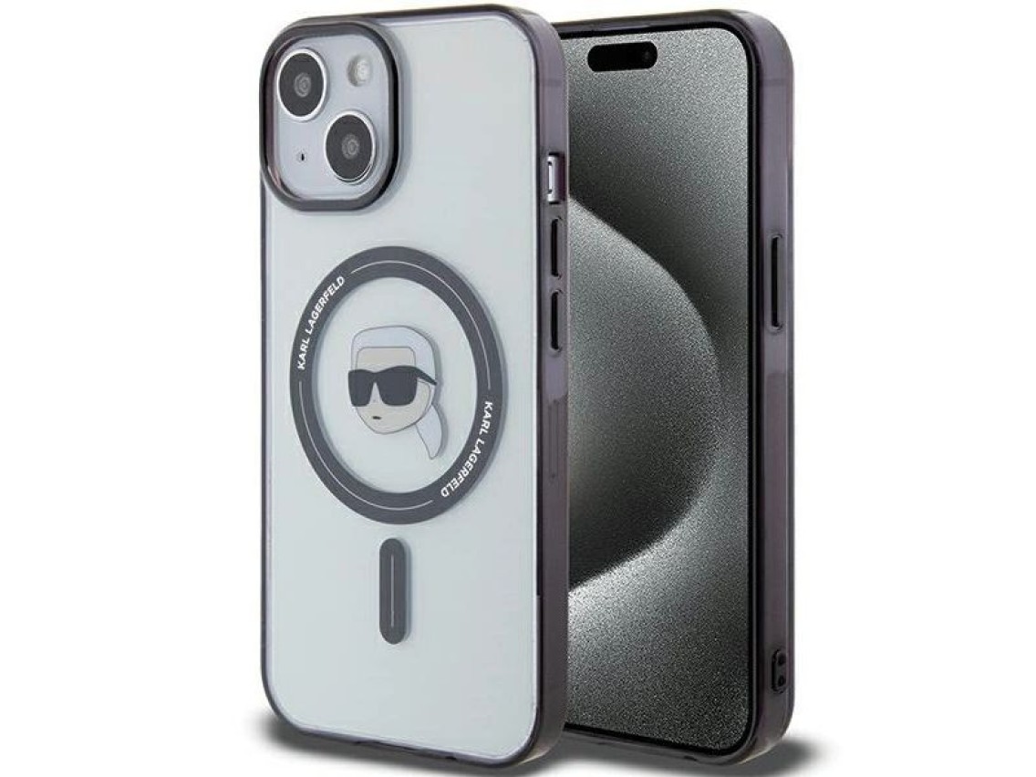 Karl Lagerfeld KLHMP15SHKHNOTK iPhone 15 6.1" transparent hardcase IML Karl`s Head MagSafe