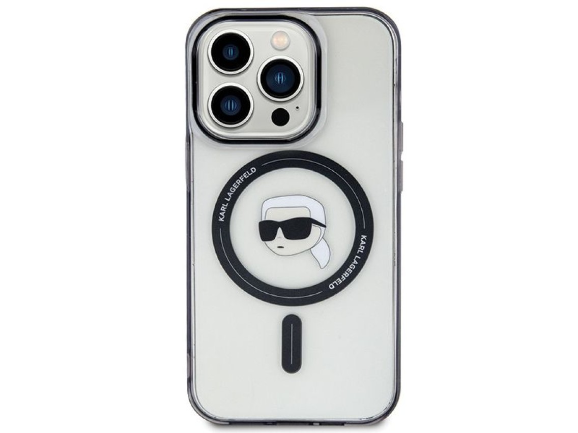 Karl Lagerfeld KLHMP15XHKHNOTK Capa rígida transparente para iPhone 15 Pro Max 6.7" IML Karl's Head