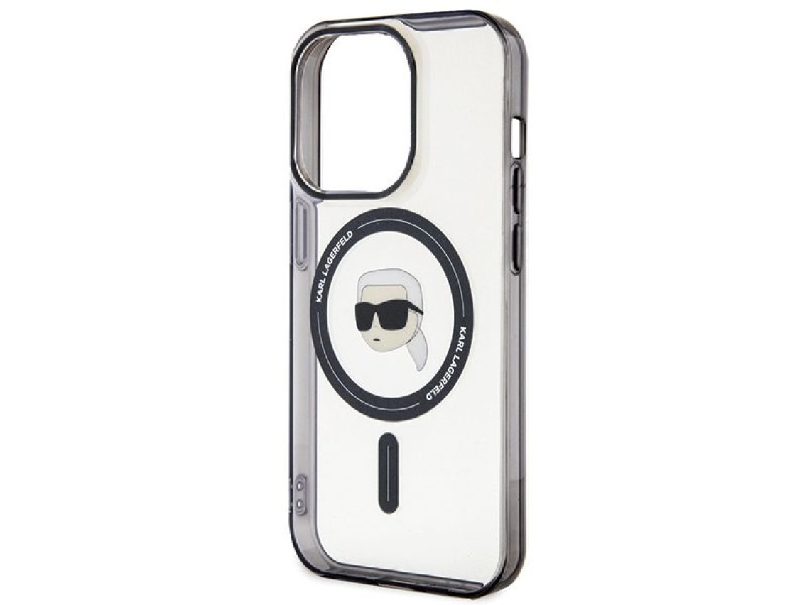 Karl Lagerfeld KLHMP15XHKHNOTK Capa rígida transparente para iPhone 15 Pro Max 6.7" IML Karl's Head