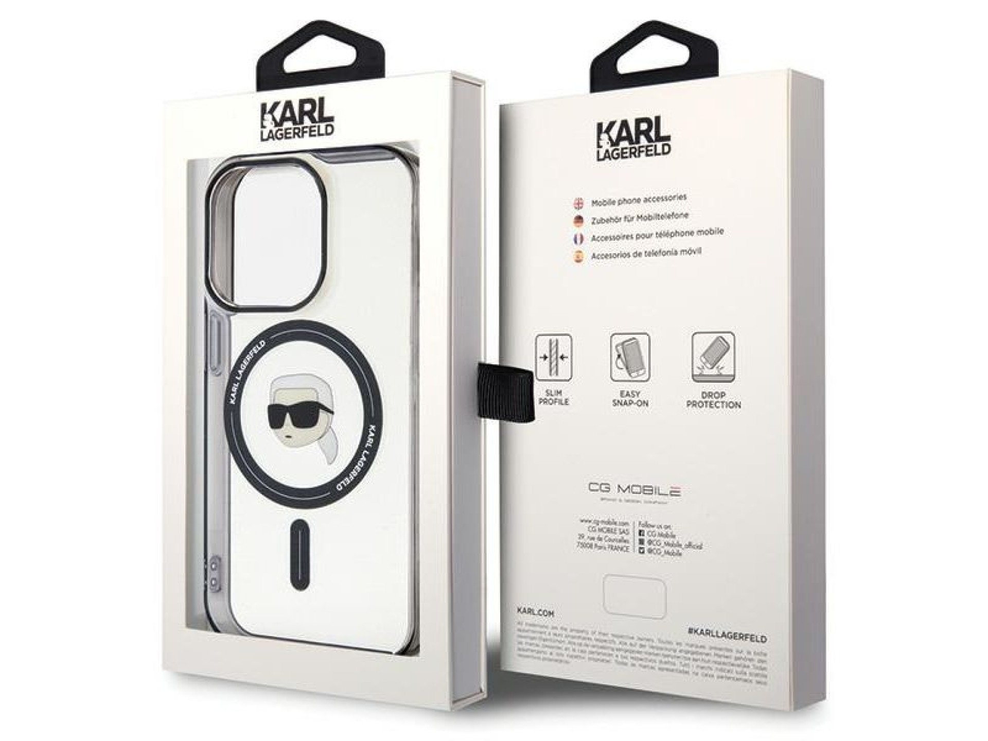 Karl Lagerfeld KLHMP15XHKHNOTK Capa rígida transparente para iPhone 15 Pro Max 6.7