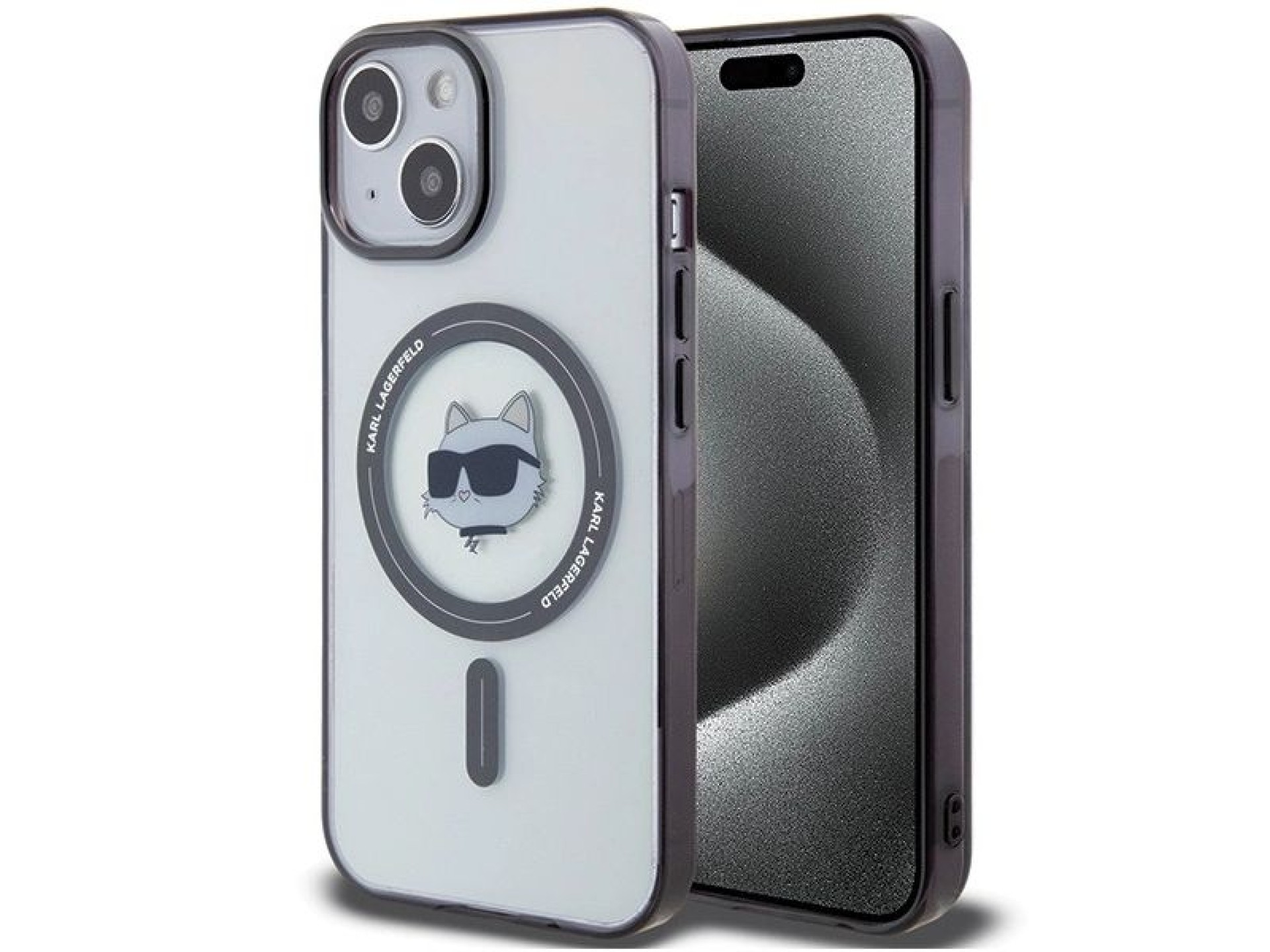 Capa rígida transparente Karl Lagerfeld KLHMP15MHCHNOTK para iPhone 15 Plus de 6,7