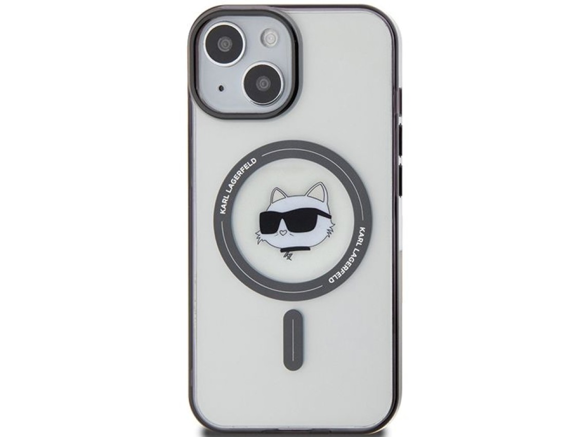 Capa rígida transparente Karl Lagerfeld KLHMP15MHCHNOTK para iPhone 15 Plus de 6,7" com estampa IML