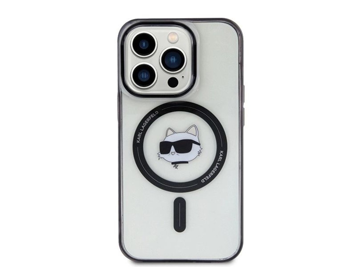 Karl Lagerfeld IML Choupette's Head MagSafe case for iPhone 15 Pro - transparent