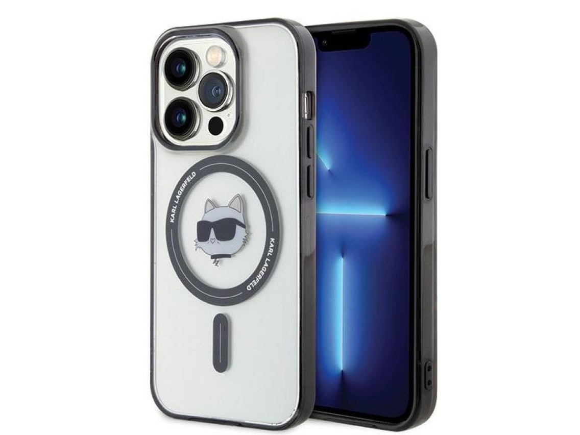 Karl Lagerfeld IML Choupette's Head MagSafe case for iPhone 15 Pro - transparent