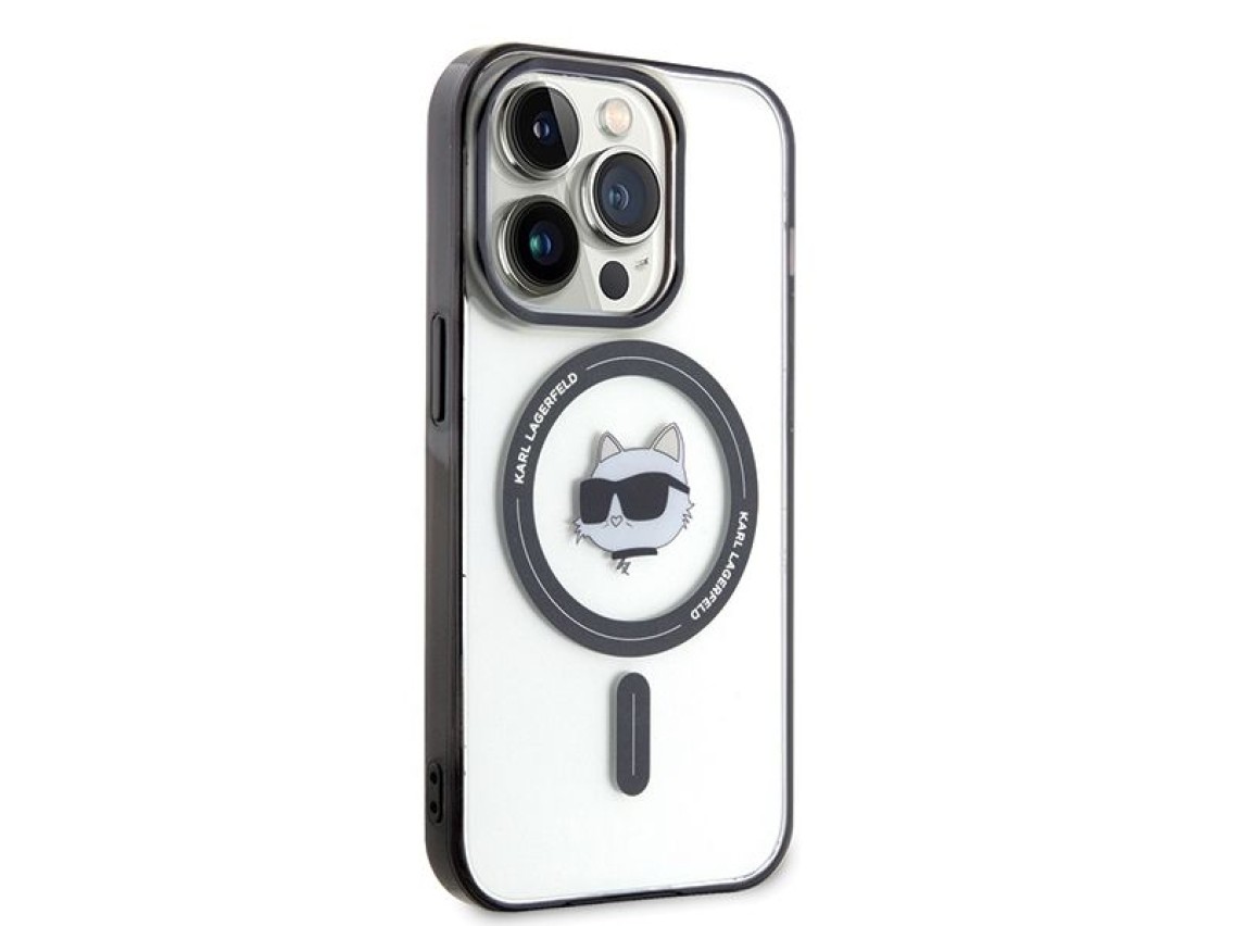Karl Lagerfeld IML Choupette's Head MagSafe case for iPhone 15 Pro - transparent