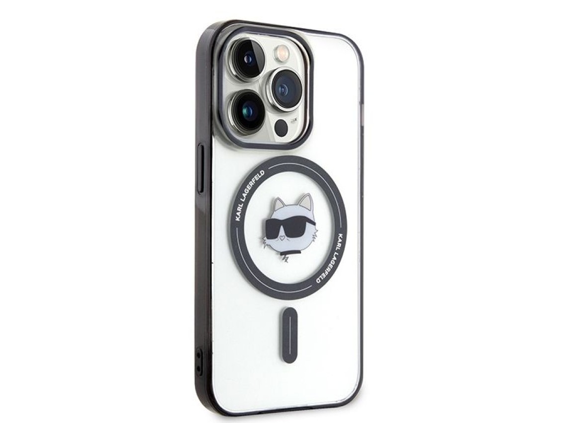 Karl Lagerfeld KLHMP15XHCHNOTK Capa rígida transparente para iPhone 15 Pro Max 6.7" com MagSafe e a