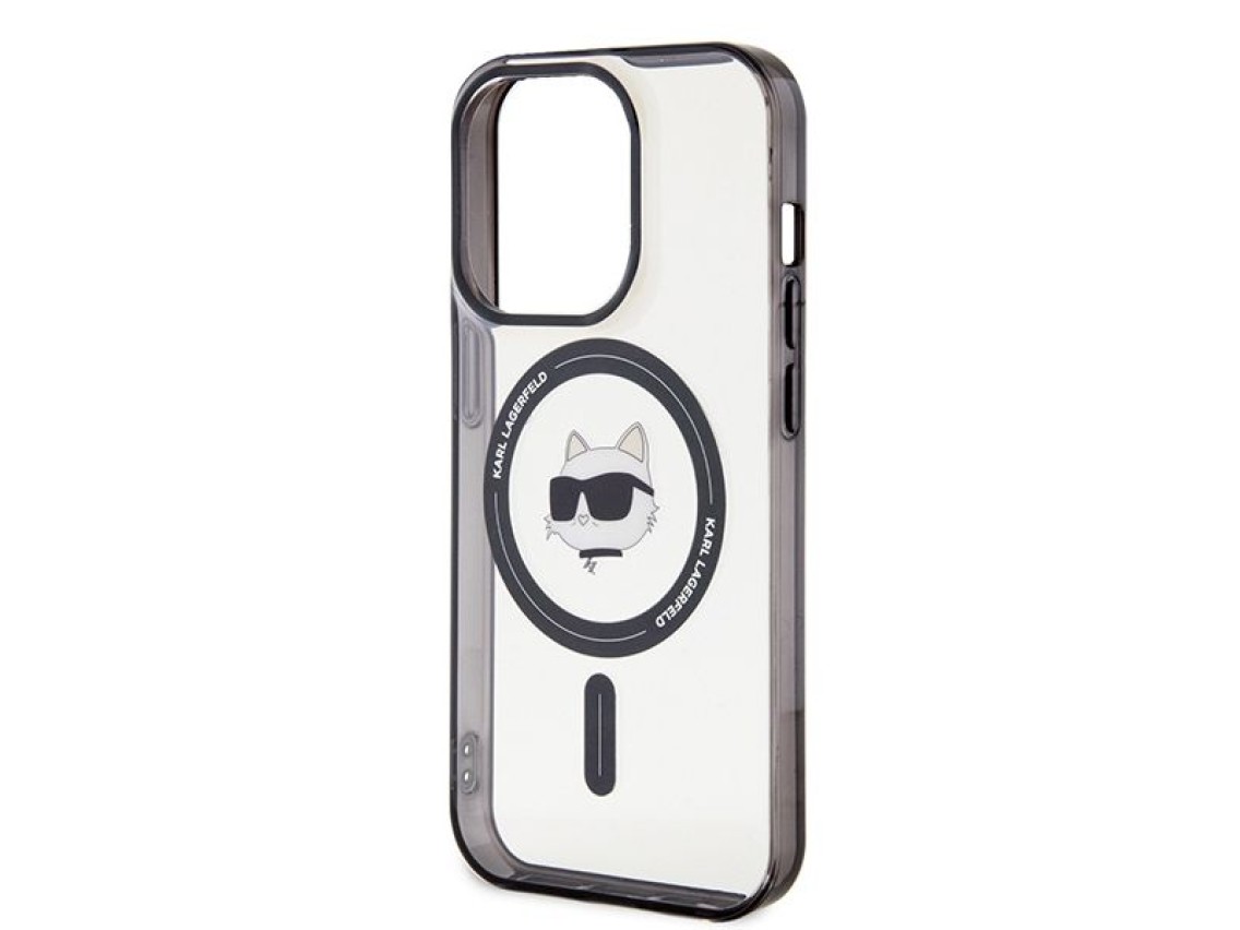 Karl Lagerfeld KLHMP15XHCHNOTK Capa rígida transparente para iPhone 15 Pro Max 6.7" com MagSafe e a