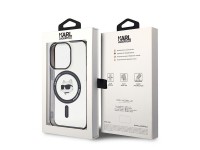 Karl Lagerfeld KLHMP15XHCHNOTK Capa rígida transparente para iPhone 15 Pro Max 6.7" com MagSafe e a Karl Lagerfeld KLHMP15XHCHNOTK Capa rígida transparente para iPhone 15 Pro Max 6.7" com MagSafe e a
