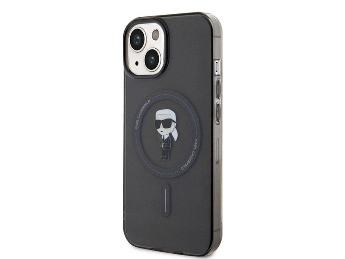 Capa Karl Lagerfeld IML Ikonik MagSafe para iPhone 15 - preta