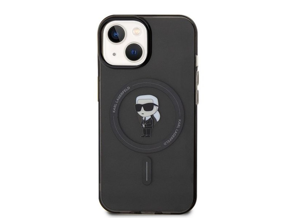 Capa Karl Lagerfeld IML Ikonik MagSafe para iPhone 15 - preta