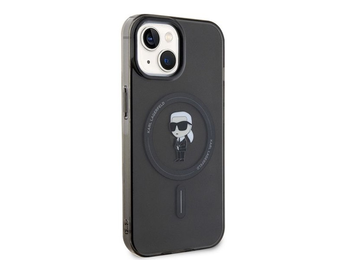 Capa Karl Lagerfeld IML Ikonik MagSafe para iPhone 15 - preta