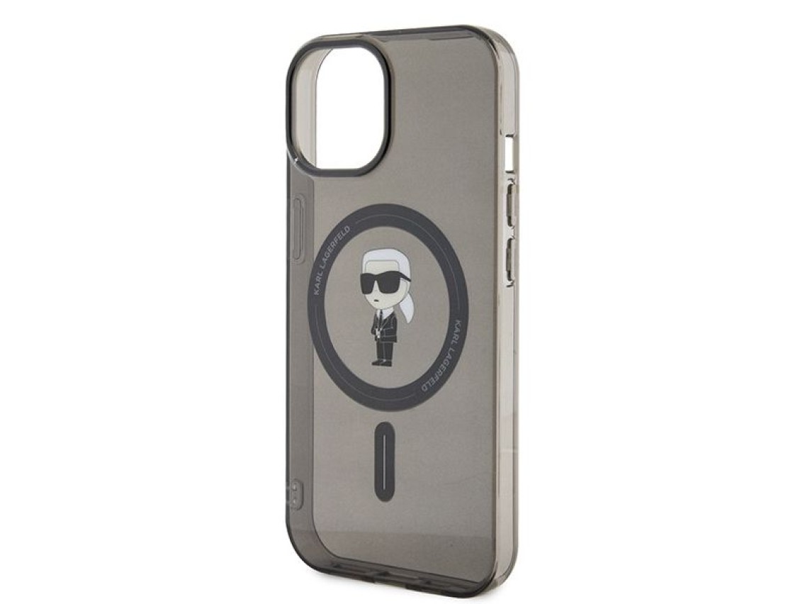 Capa Karl Lagerfeld IML Ikonik MagSafe para iPhone 15 - preta