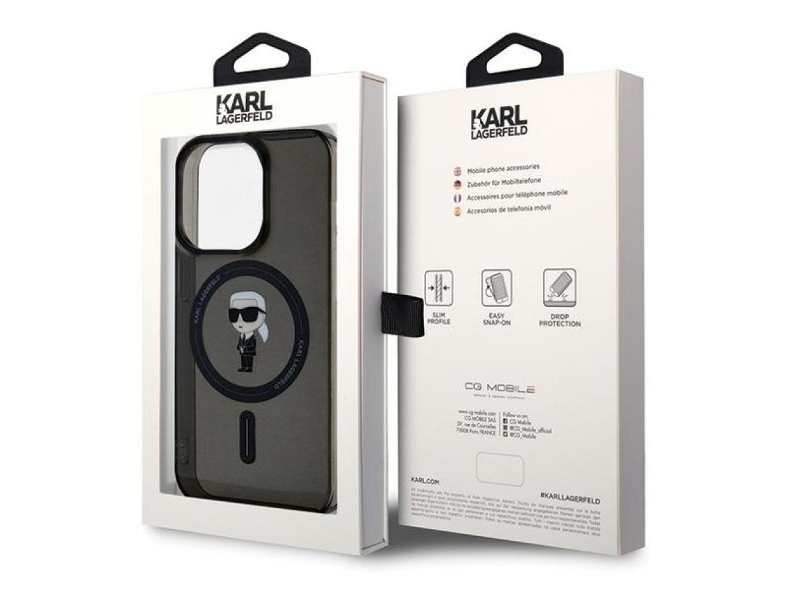 Funda Karl Lagerfeld IML Ikonik MagSafe para iPhone 15 Pro - negra