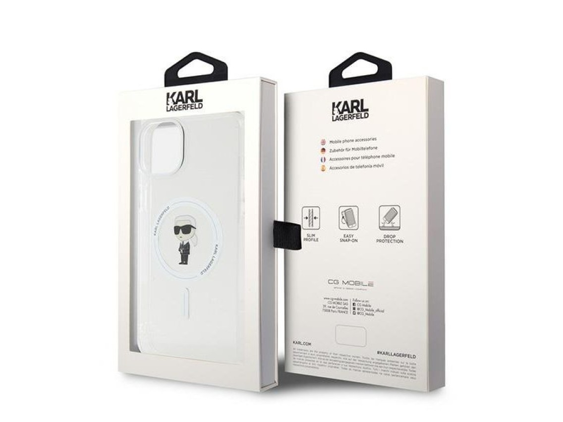 Funda Karl Lagerfeld IML Ikonik MagSafe para iPhone 15 Plus - transparente