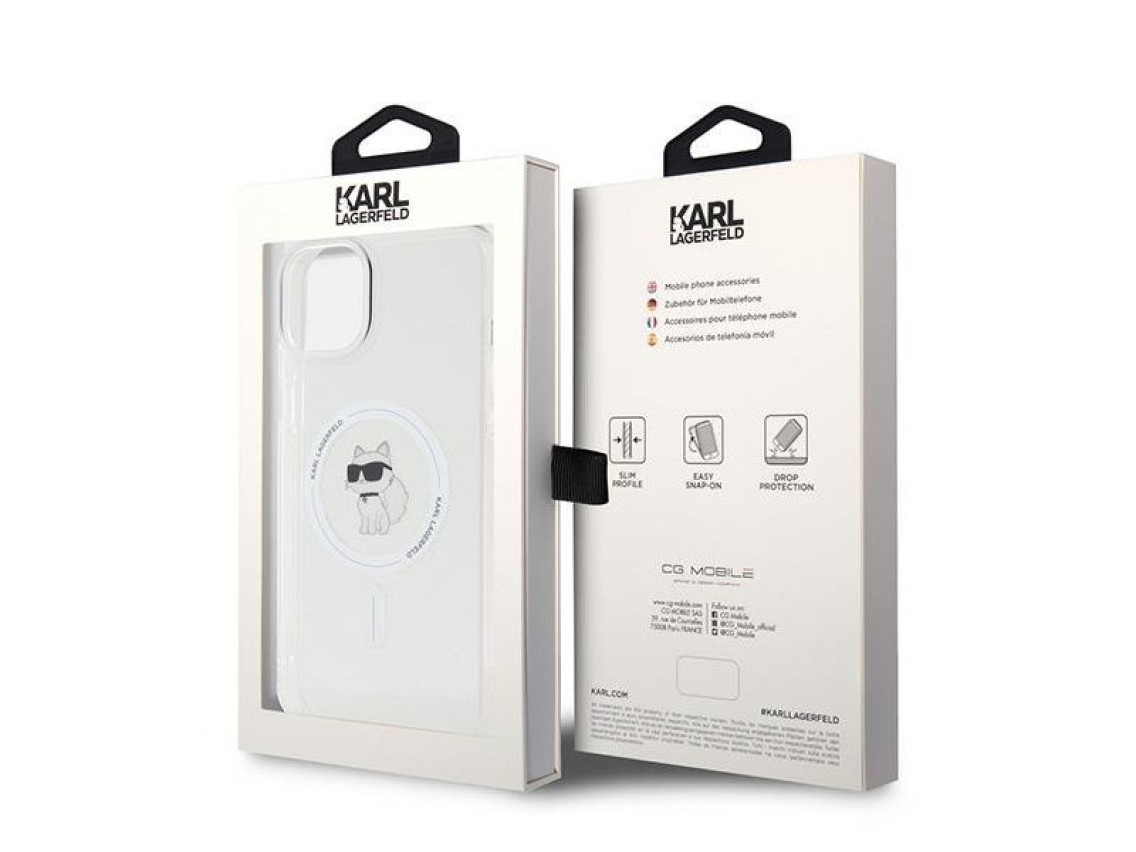 Capa Karl Lagerfeld IML Choupette MagSafe para iPhone 15 Plus - transparente
