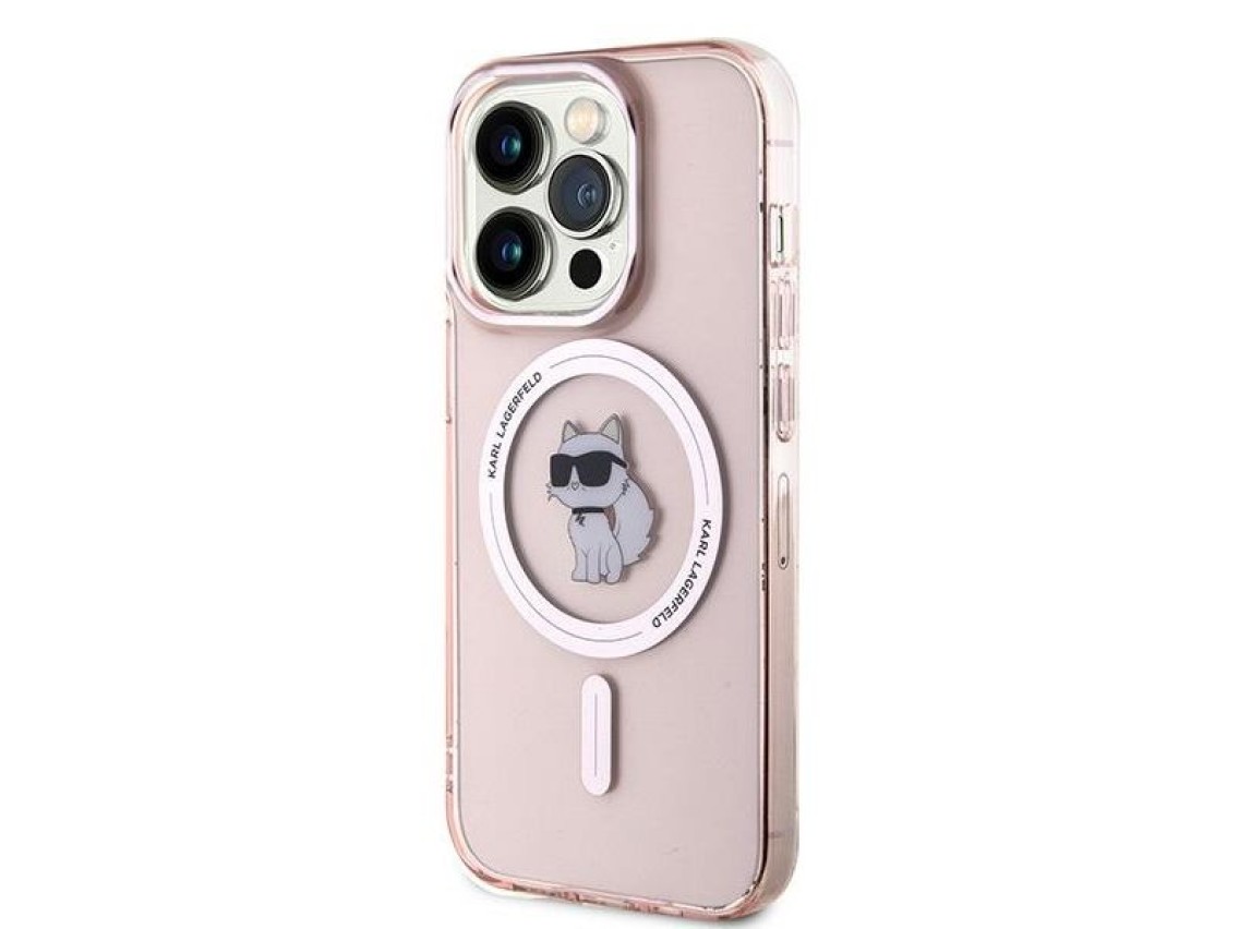 Capa Karl Lagerfeld IML Choupette MagSafe para iPhone 14 Pro - rosa