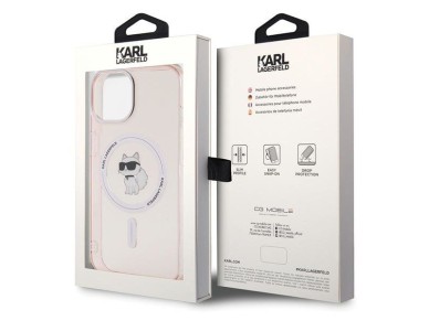 Capa Karl Lagerfeld IML Choupette MagSafe para iPhone 15 - rosa Capa Karl Lagerfeld IML Choupette MagSafe para iPhone 15 - rosa
