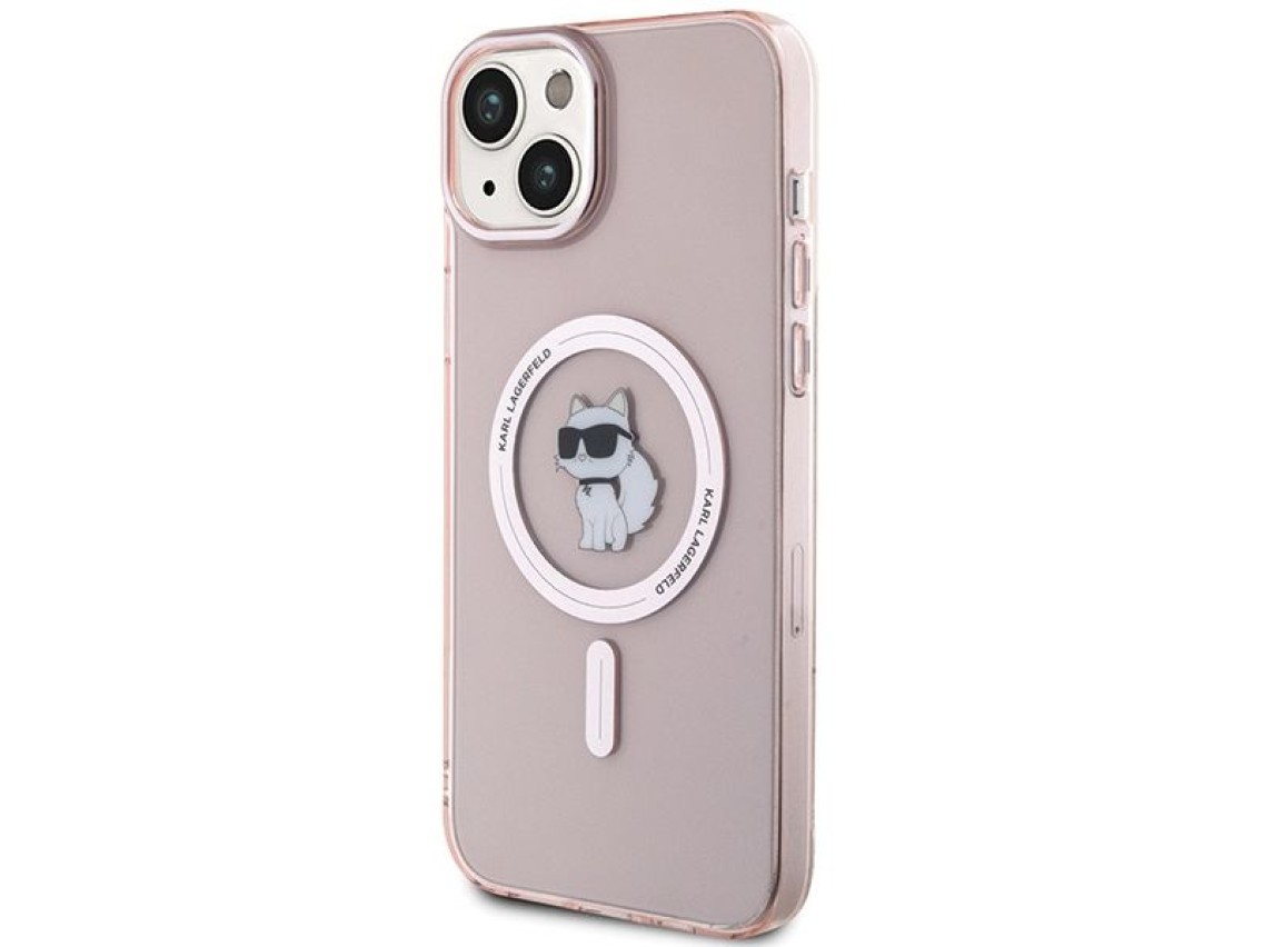 Capa Karl Lagerfeld IML Choupette MagSafe para iPhone 15 Plus - rosa