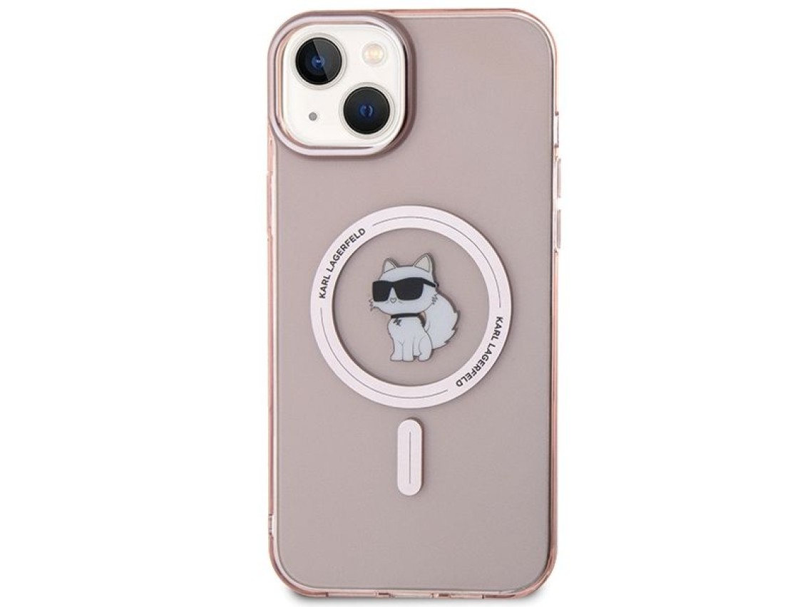 Capa Karl Lagerfeld IML Choupette MagSafe para iPhone 15 Plus - rosa