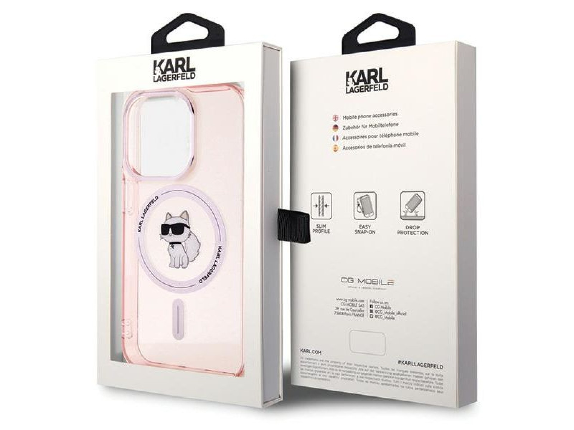Capa Karl Lagerfeld IML Choupette MagSafe para iPhone 15 Pro Max - rosa
