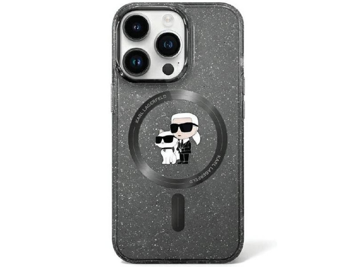 Capa rígida preta/preta Karl Lagerfeld KLHMN61HGKCNOK para iPhone 11/Xr de 6,1 polegadas com glitter