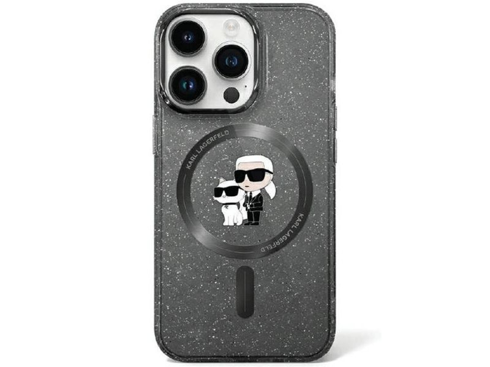 Capa rígida preta/preta Karl Lagerfeld KLHMN61HGKCNOK para iPhone 11/Xr de 6,1 polegadas com glitter