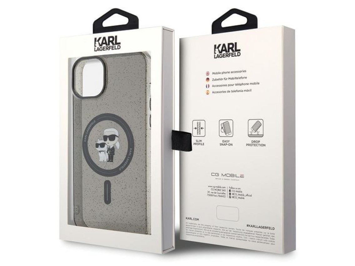 Karl Lagerfeld Karl&Choupette Glitter MagSafe case for iPhone 15 - black