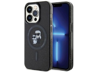 Karl Lagerfeld Karl&Choupette Glitter MagSafe case for iPhone 15 Pro - black Karl Lagerfeld Karl&Choupette Glitter MagSafe case for iPhone 15 Pro - black